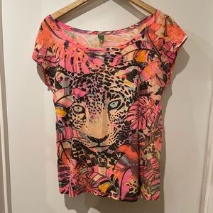 FARM Rio Leopard Colorful T-Shirt Size Medium